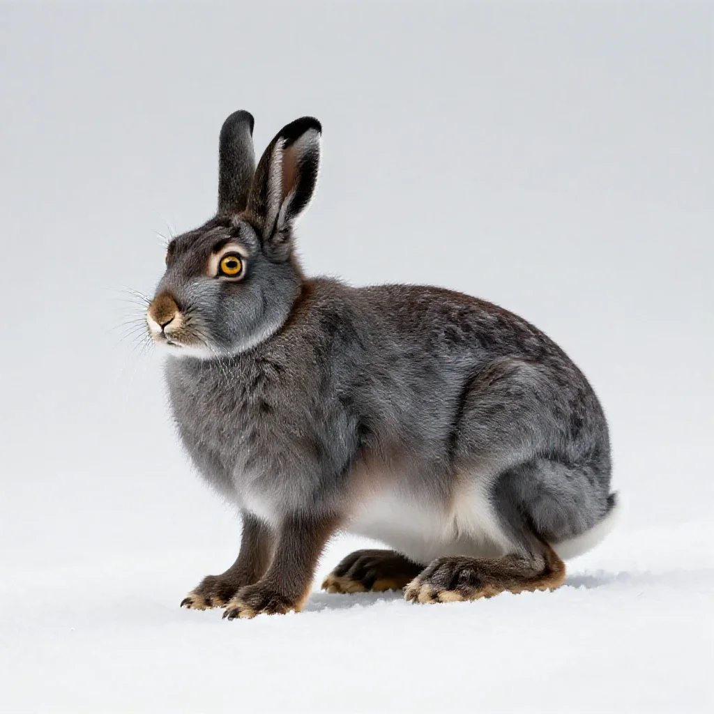 Snowshoe hare isolated on a white background