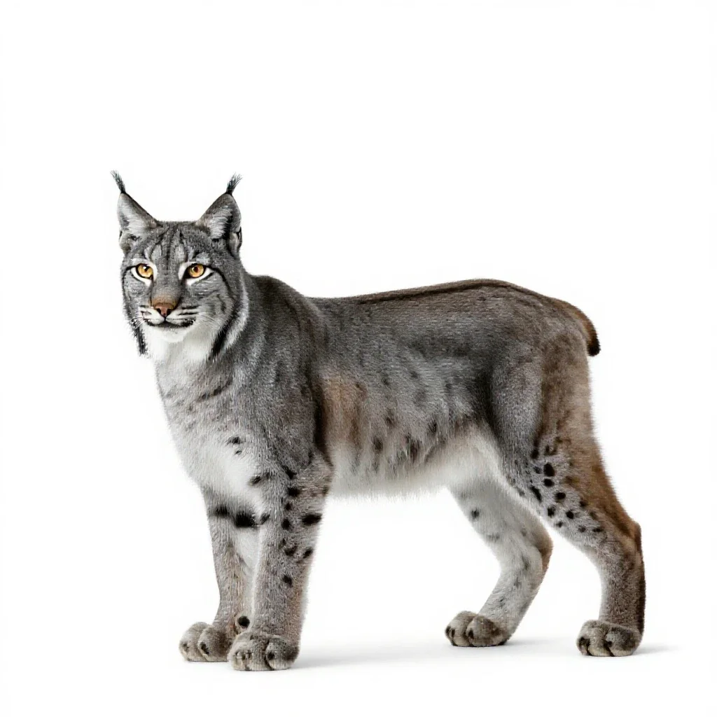 Spotted lynx isolated on a white background
