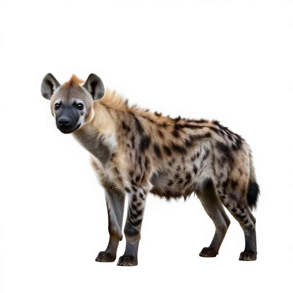 Striped hyena isolated on a white background