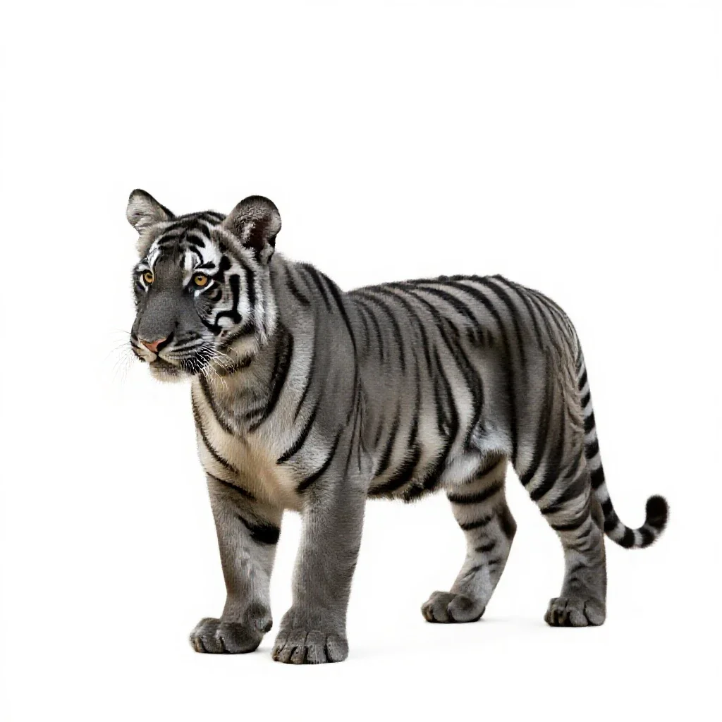 Tiger cub isolated on a white background