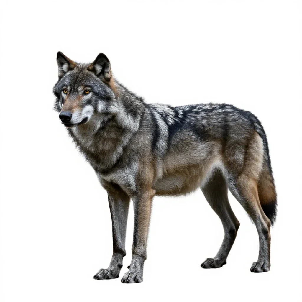 Timber wolf isolated on a white background