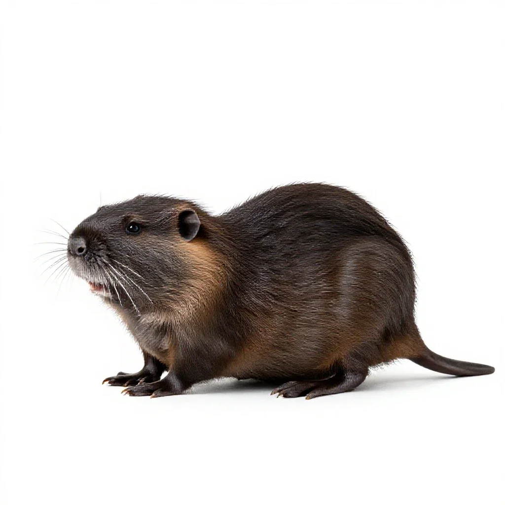 Water vole isolated on a white background