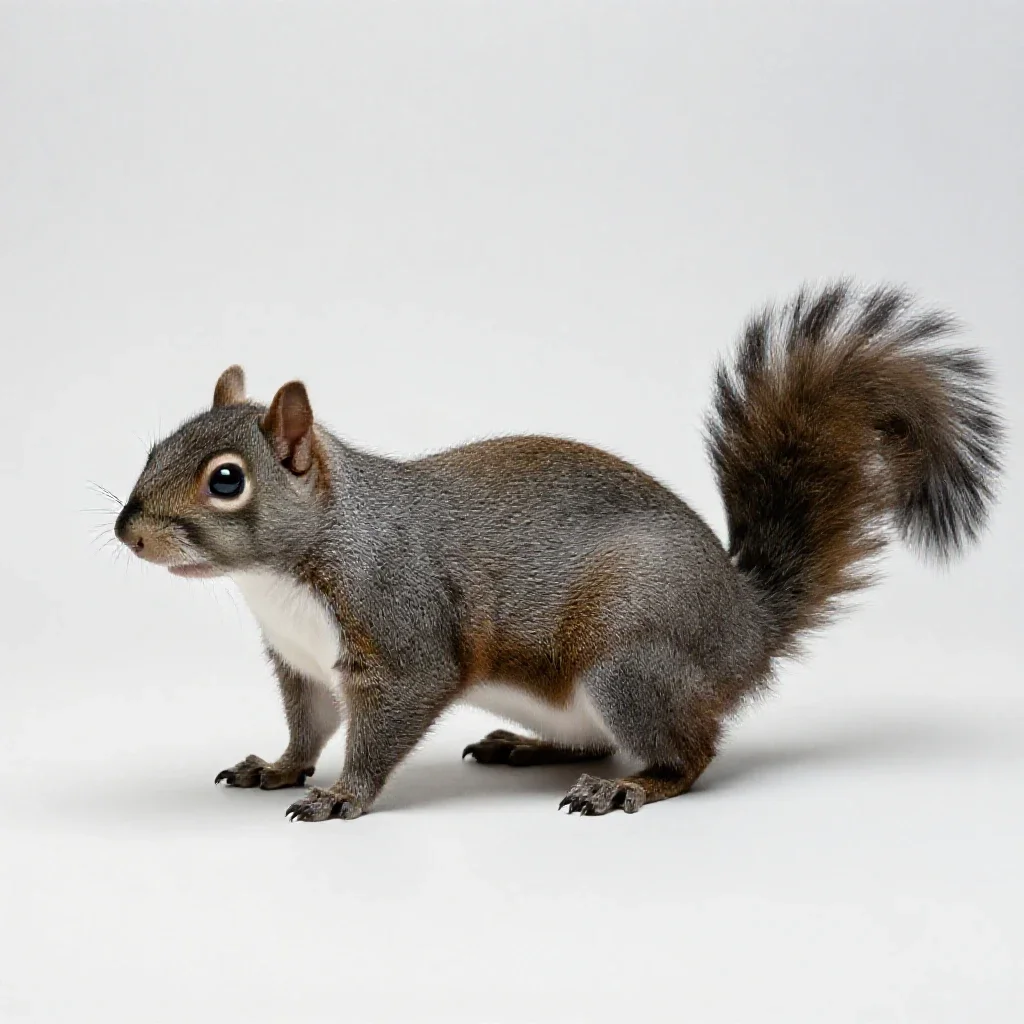 Western grey squirrel isolated on a white background