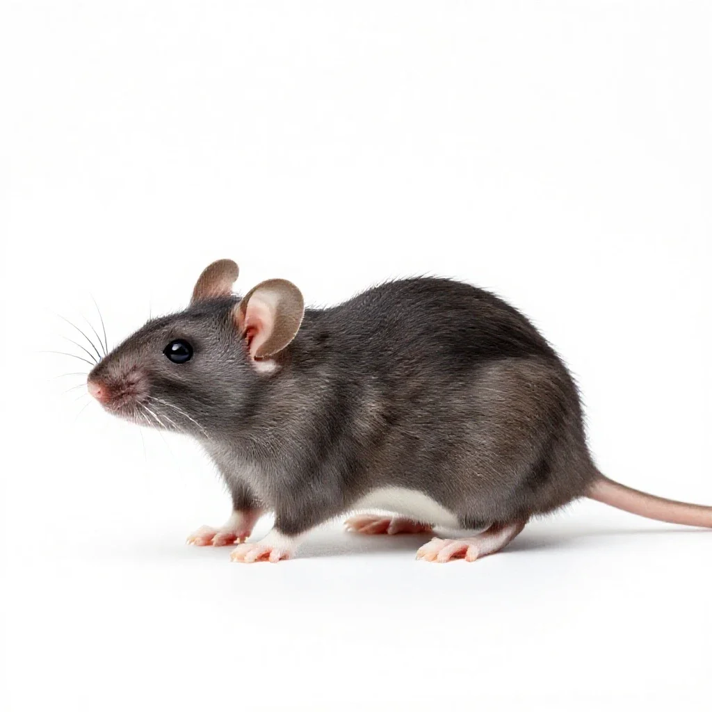 White-footed mouse isolated on a white background