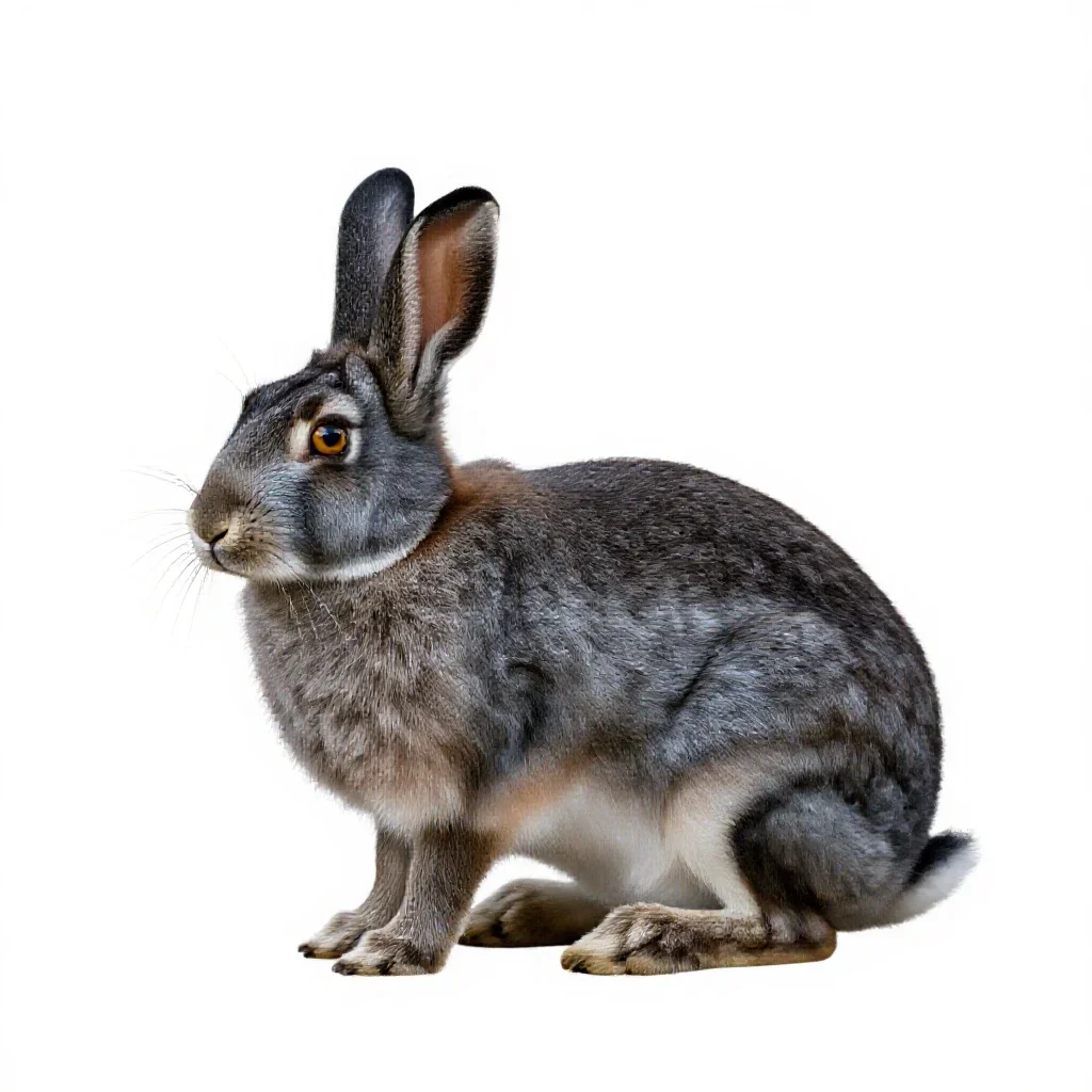 White-tailed jackrabbit isolated on a white background