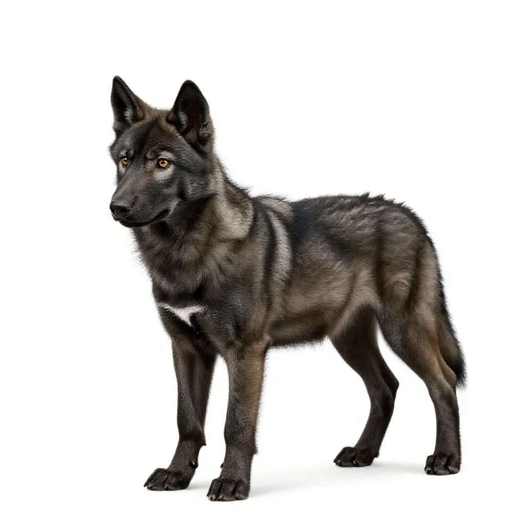 Wolf pup isolated on a white background