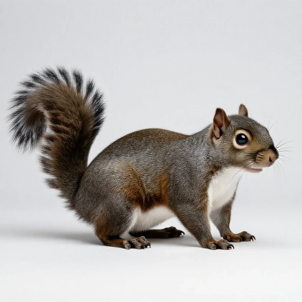 Eastern grey squirrel isolated on a white background