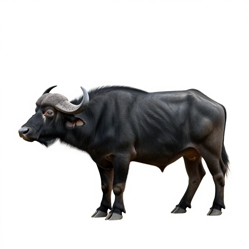 Black buffalo isolated on a white background