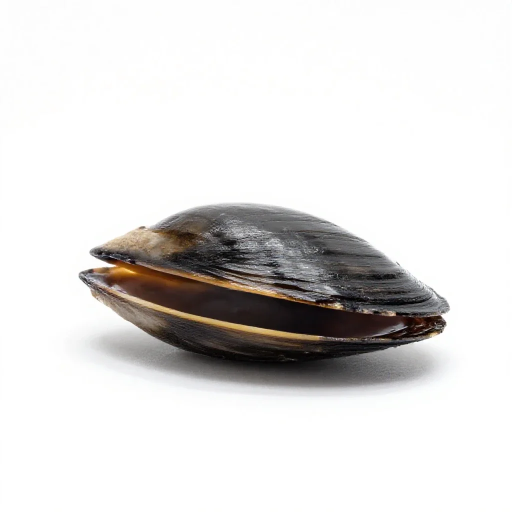 Freshwater mussel isolated on a white background