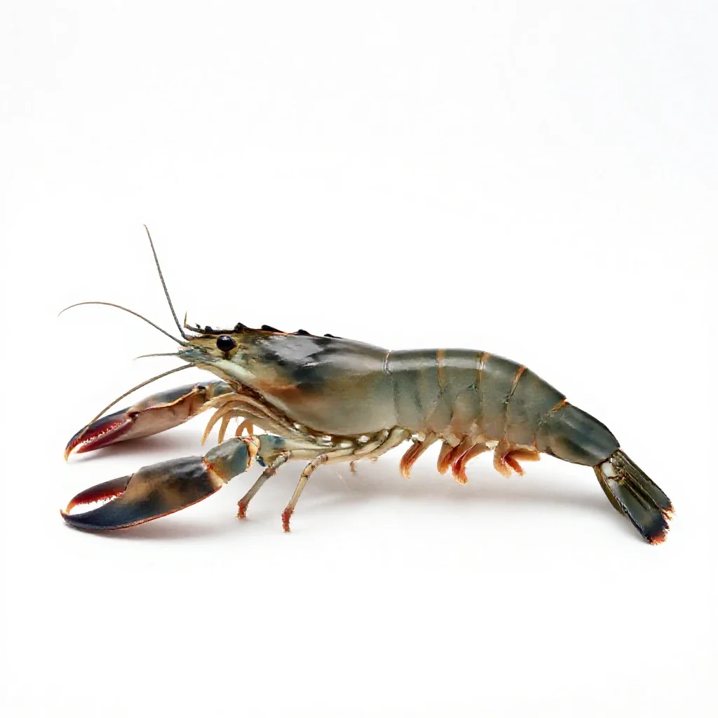 Long-clawed prawn isolated on a white background