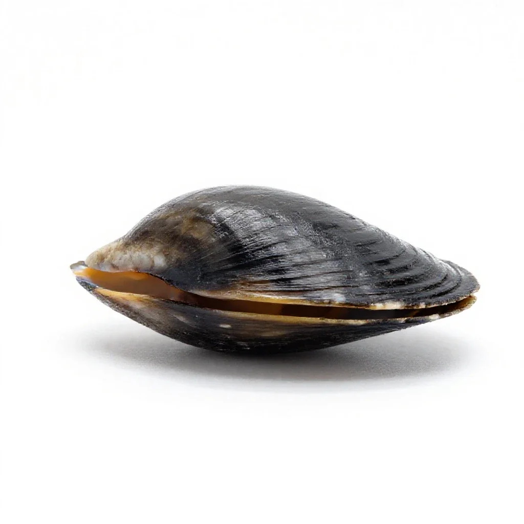 Thin-shelled mussel isolated on a white background
