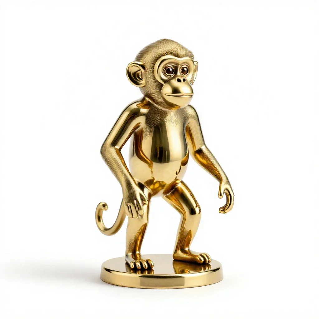 Brass monkey isolated on a white background