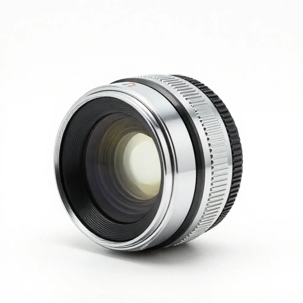 Closeup lens isolated on a white background