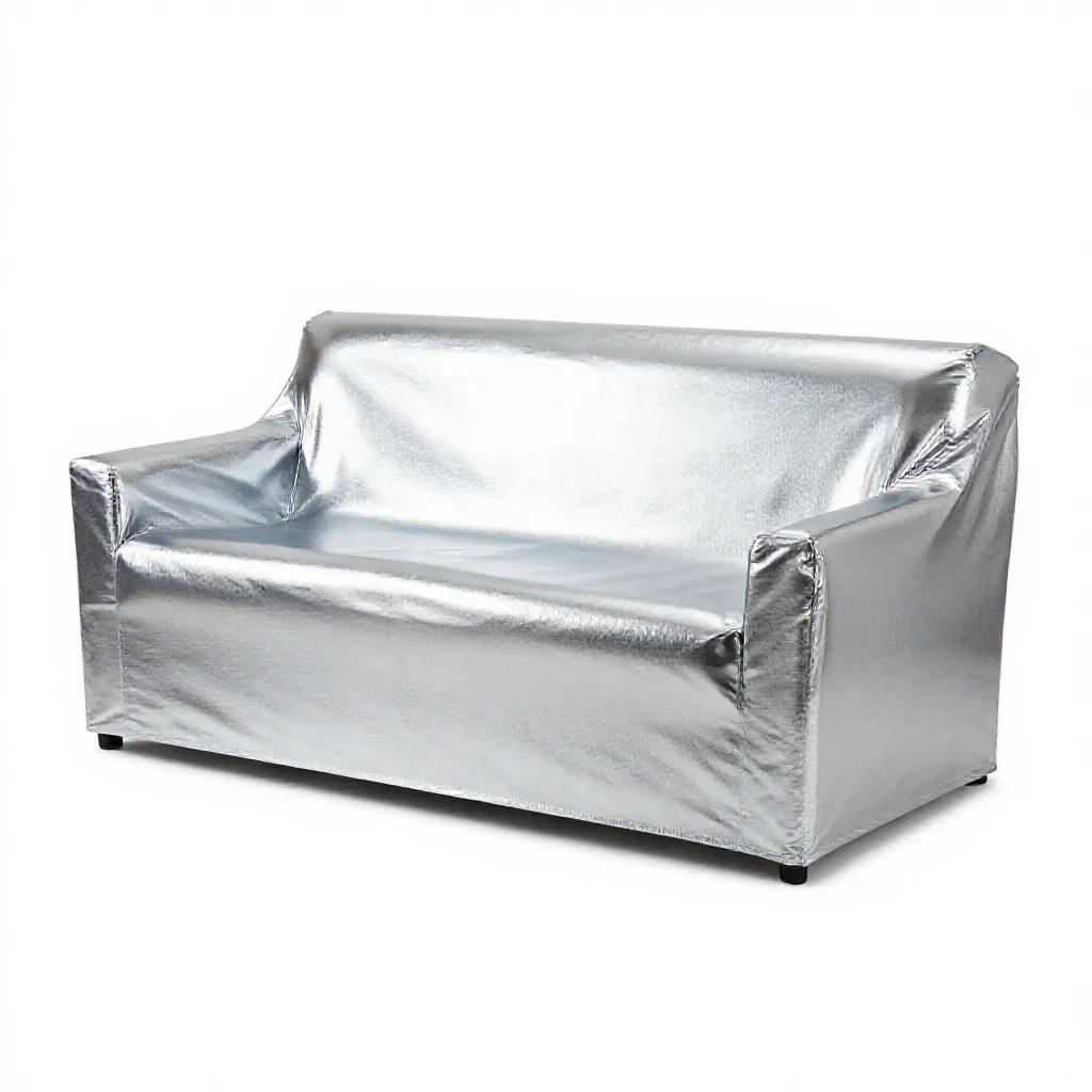 Covered couch isolated on a white background
