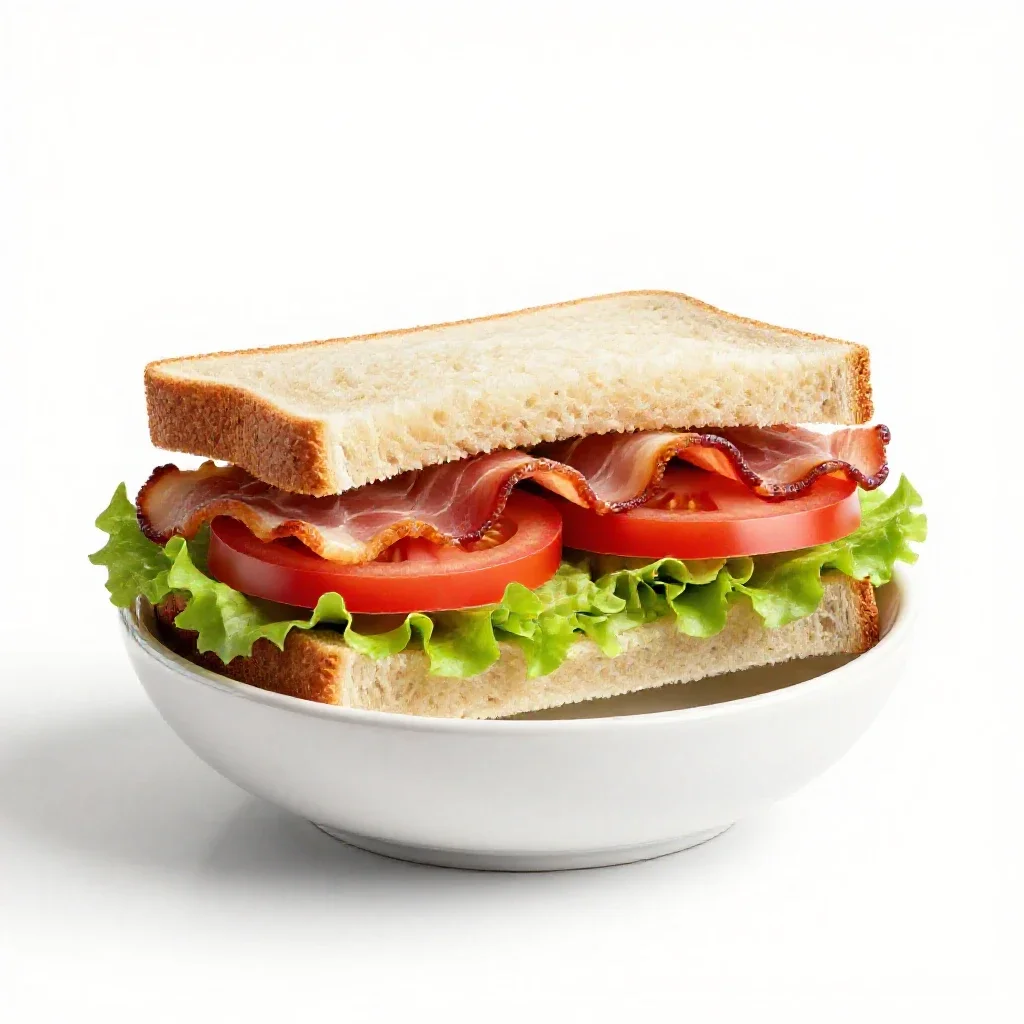 Bacon-lettuce-tomato sandwich isolated on a white background