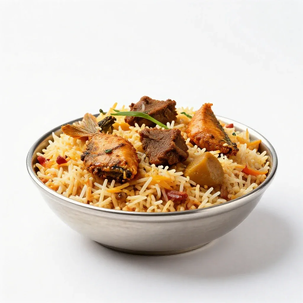 Biryani isolated on a white background