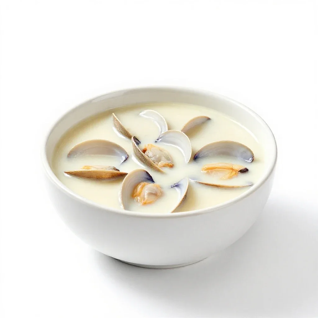 Clam chowder isolated on a white background