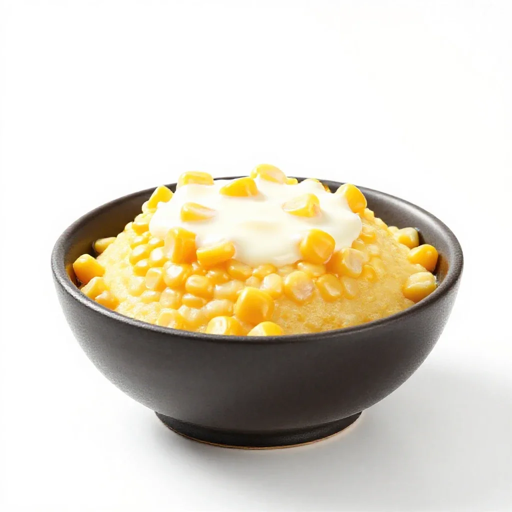 Corn pudding isolated on a white background
