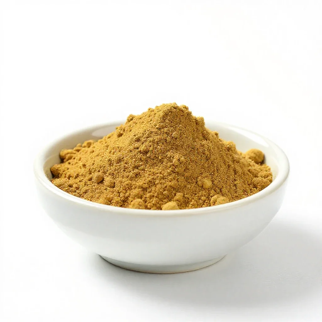 Powdered mustard isolated on a white background