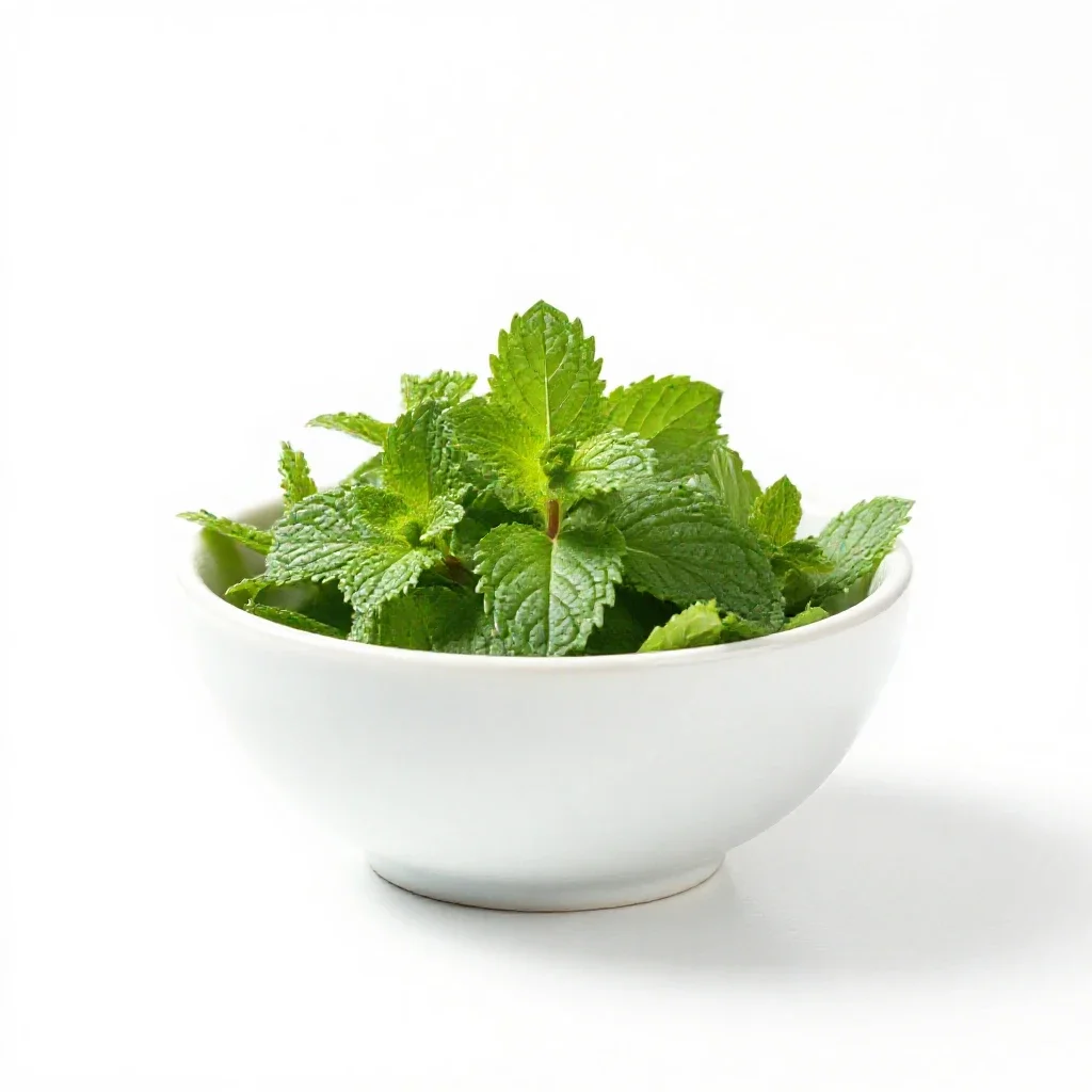 Spearmint oil isolated on a white background