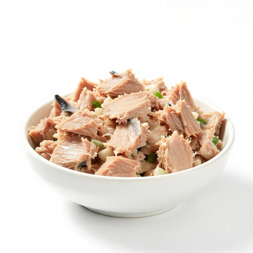 Tuna fish salad isolated on a white background