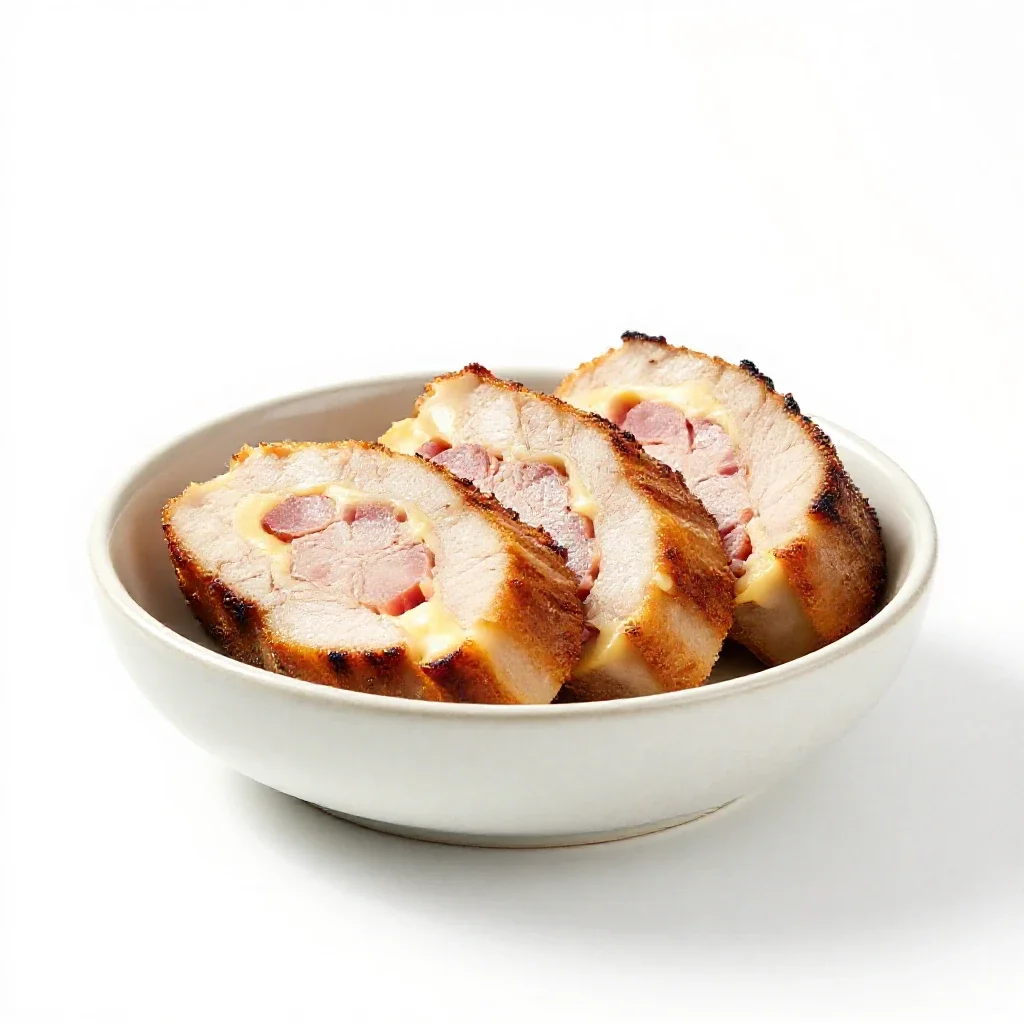 Veal cordon bleu isolated on a white background