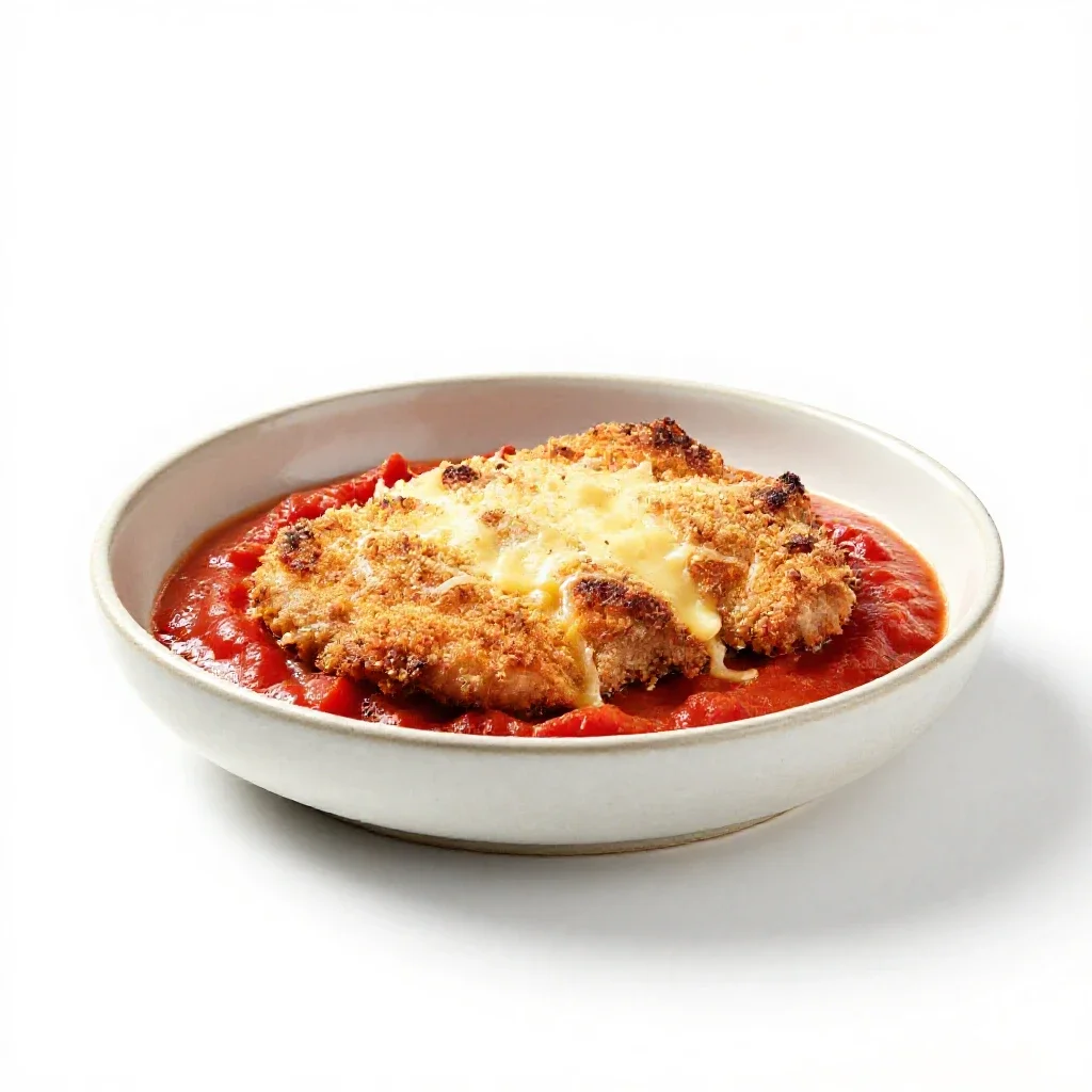 Veal parmesan isolated on a white background
