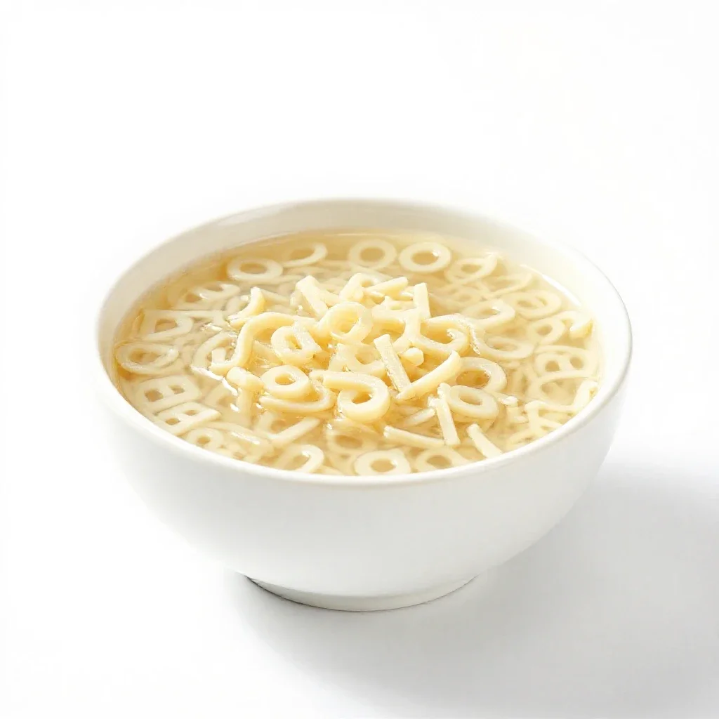Alphabet soup isolated on a white background