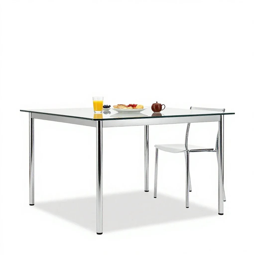 Breakfast table isolated on a white background