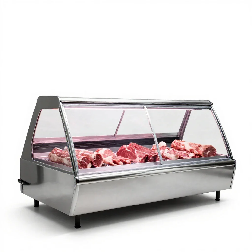 Meat counter isolated on a white background