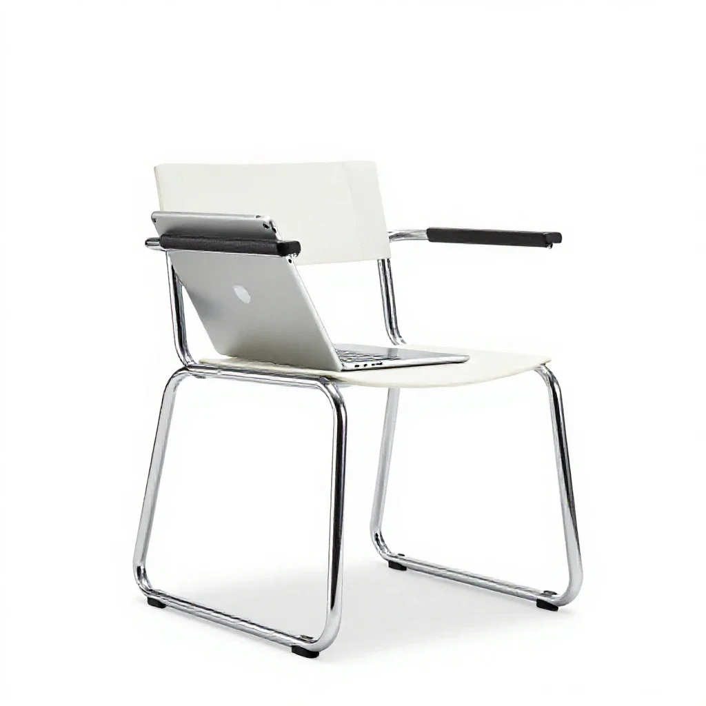 Tablet-armed chair isolated on a white background