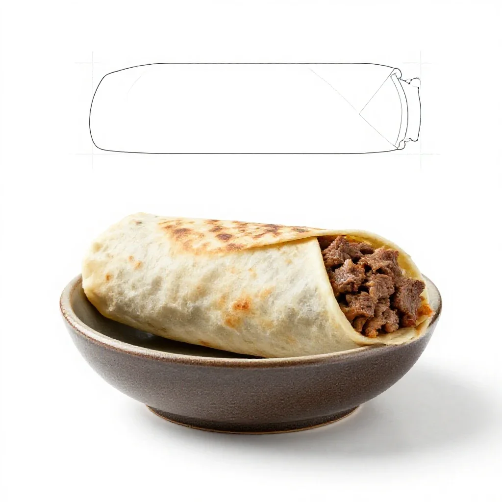 Beef burrito isolated on a white background