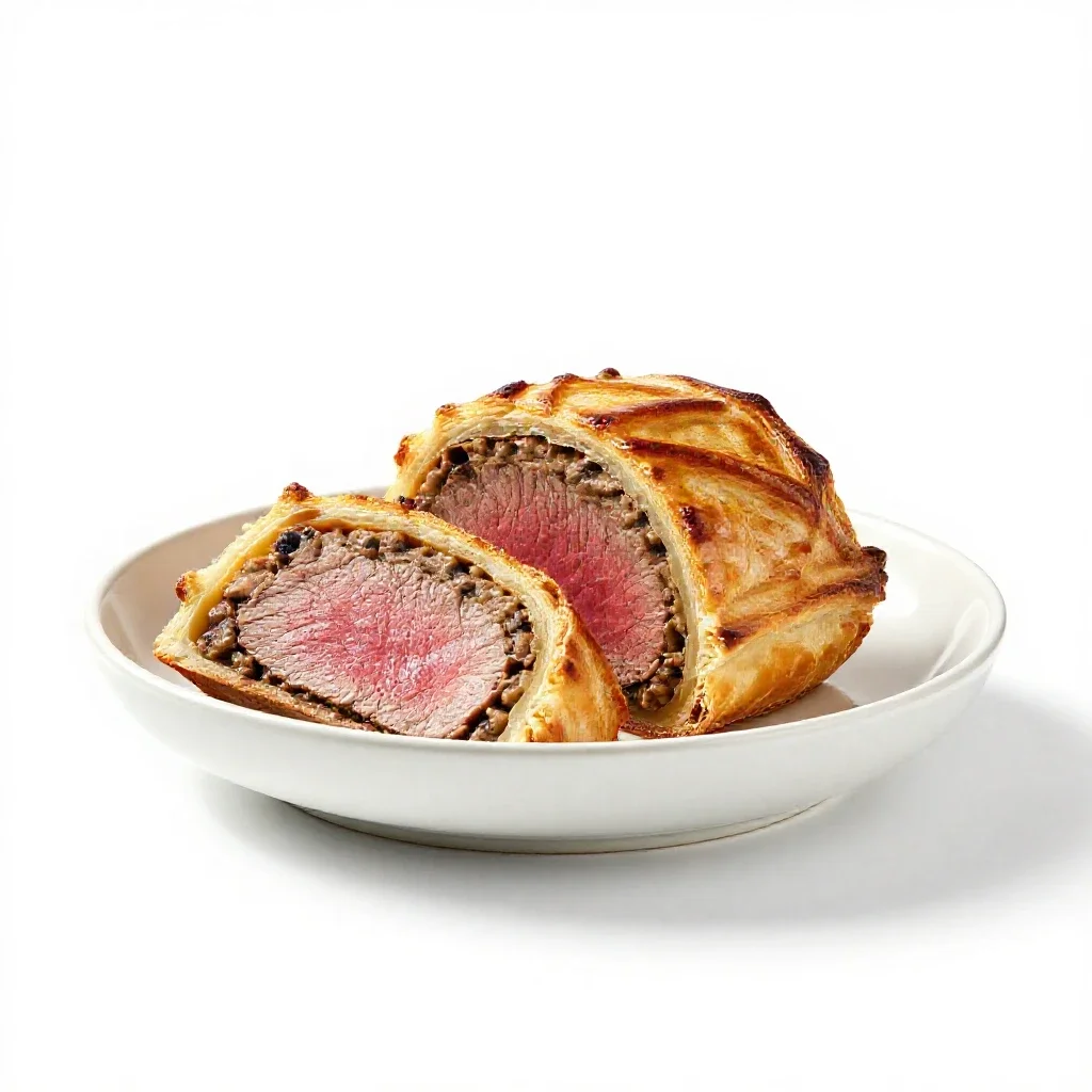 Beef Wellington isolated on a white background