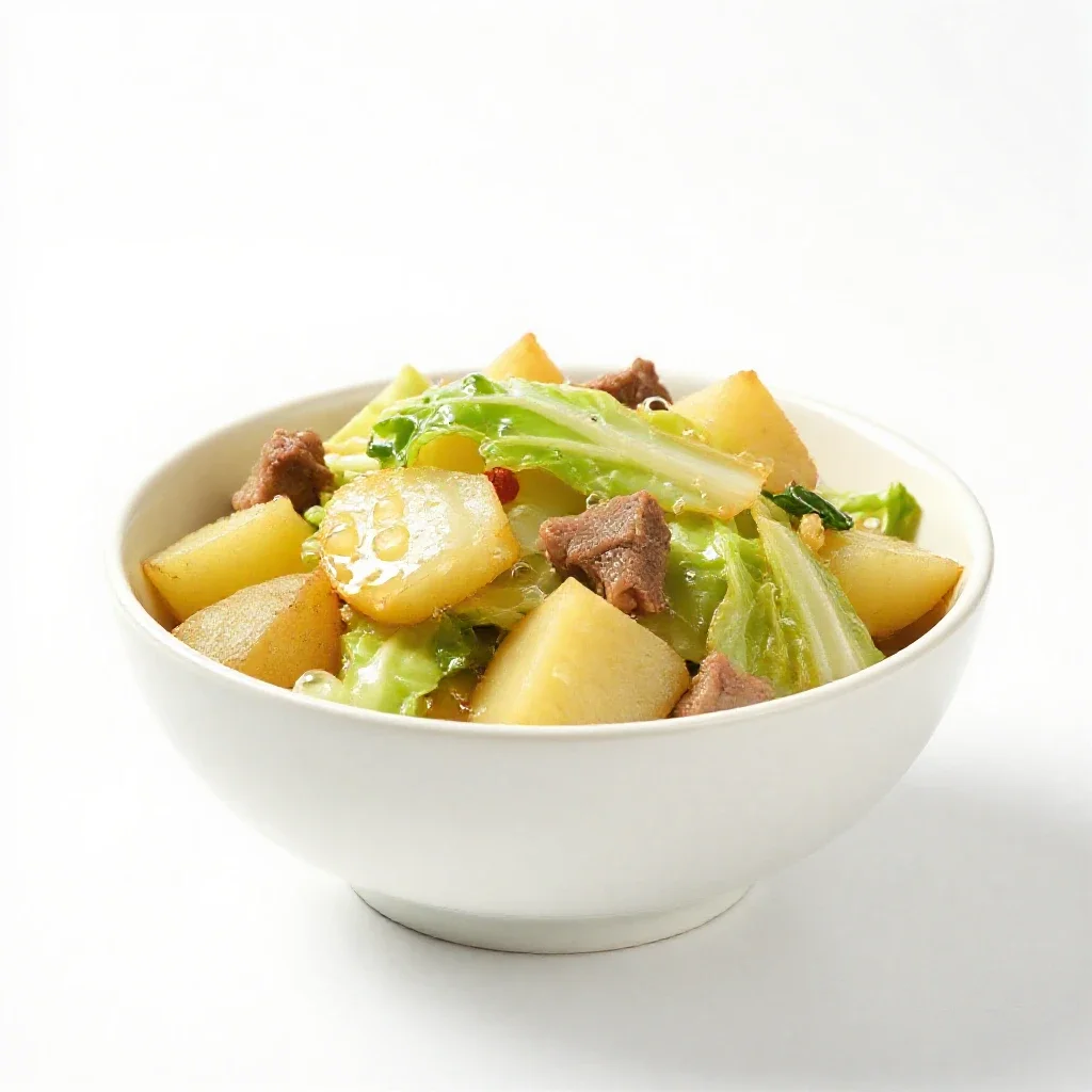 Bubble and squeak isolated on a white background