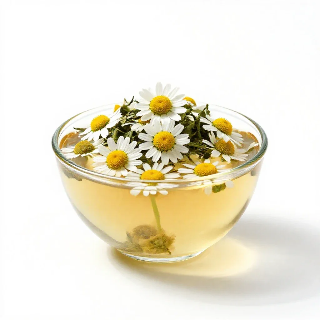 Camomile tea isolated on a white background