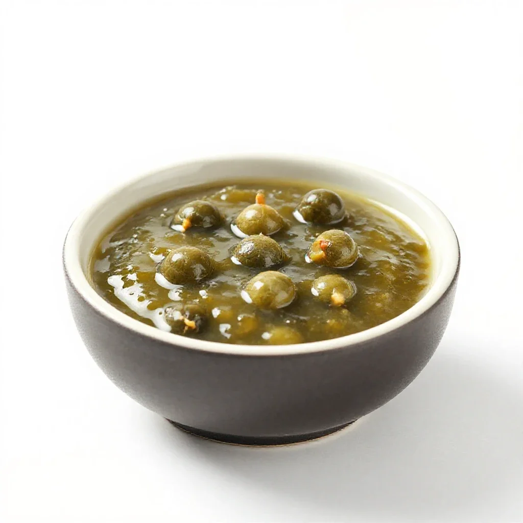 Caper sauce isolated on a white background