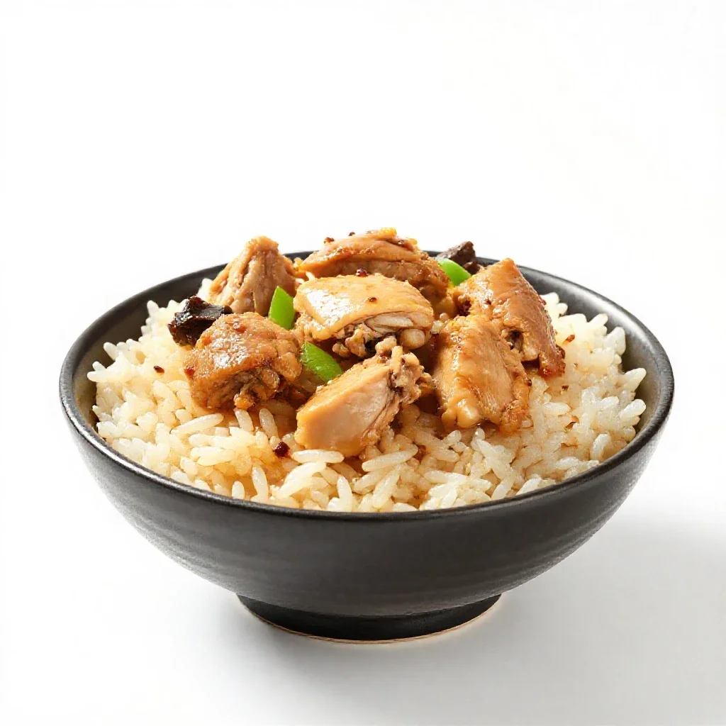 Chicken and rice isolated on a white background