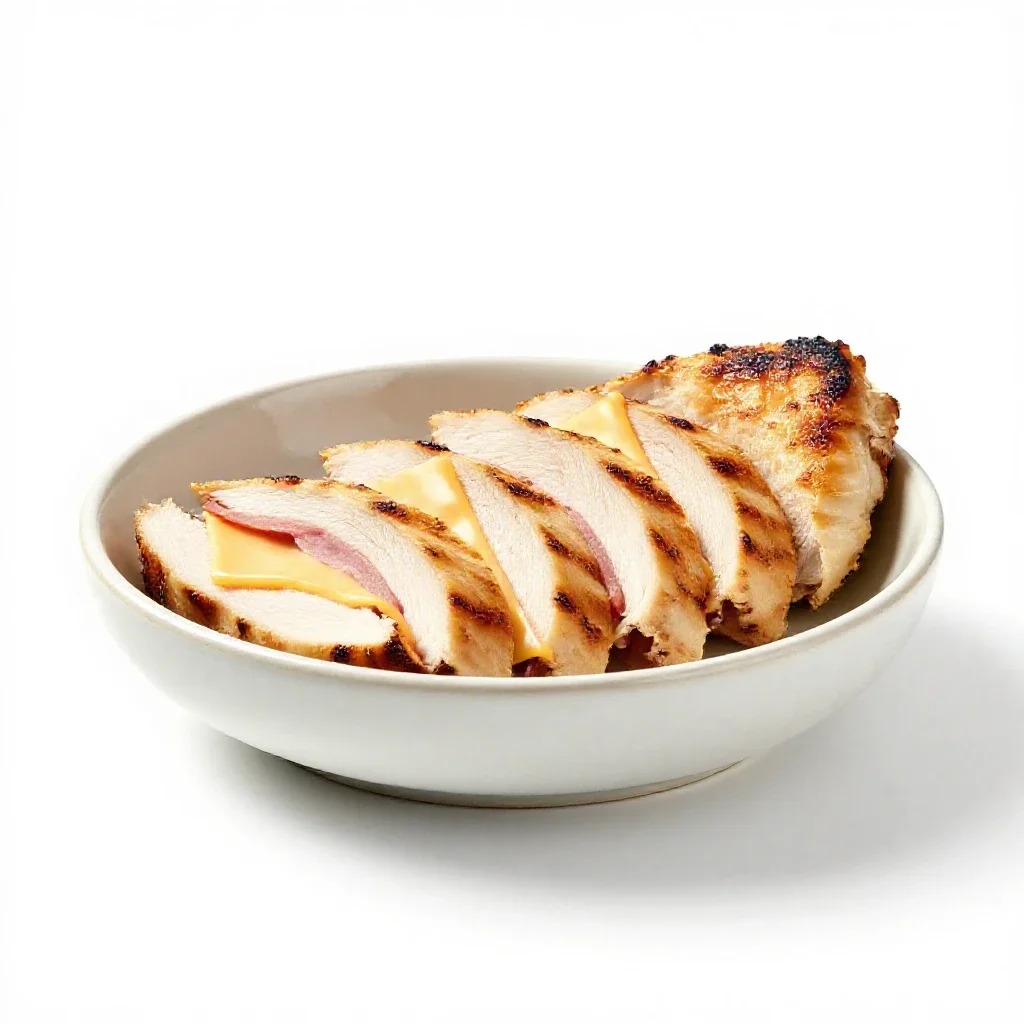 Chicken cordon bleu isolated on a white background