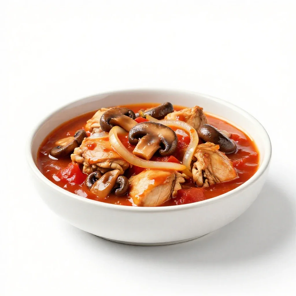 Chicken Marengo isolated on a white background