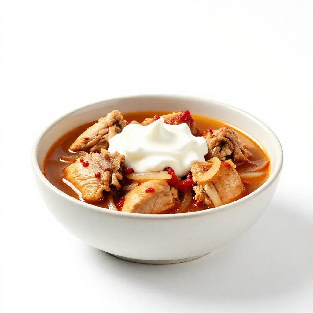 Chicken paprika isolated on a white background
