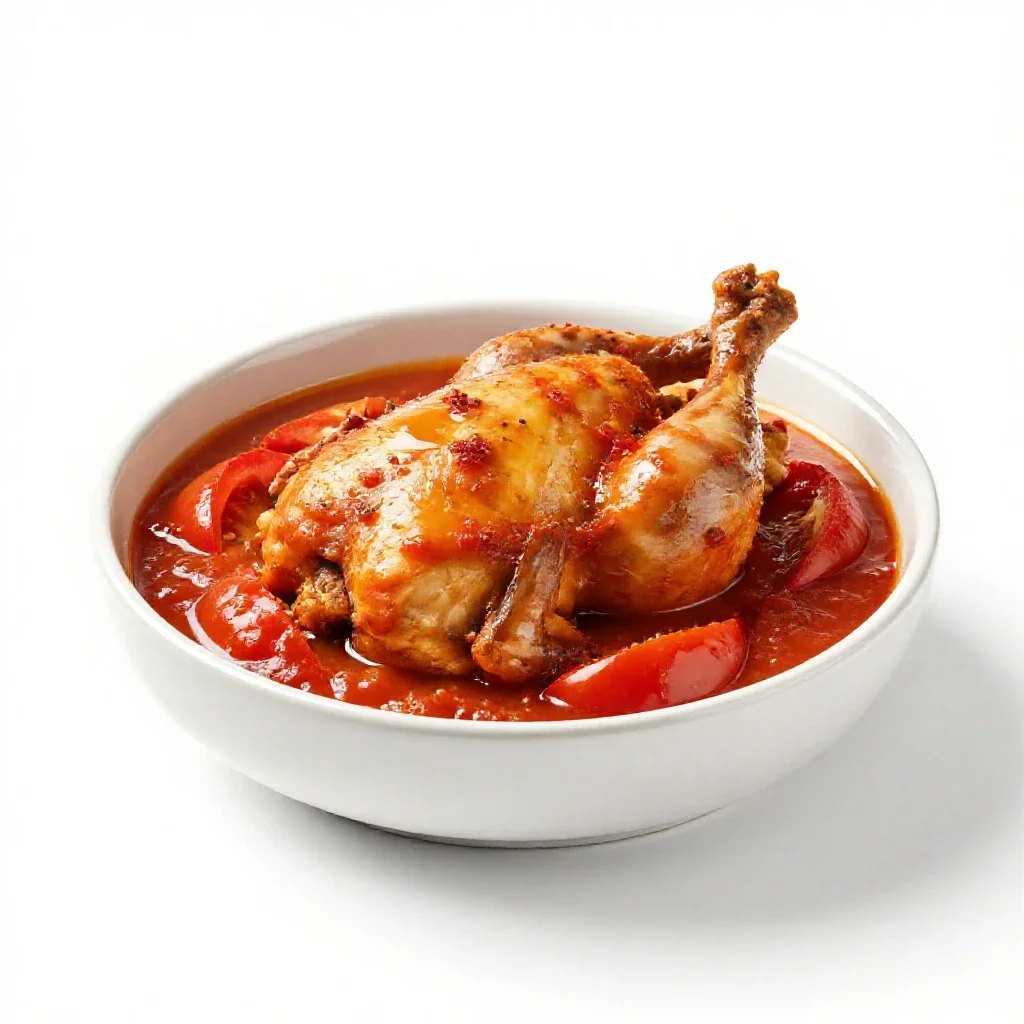 Chicken provencale isolated on a white background