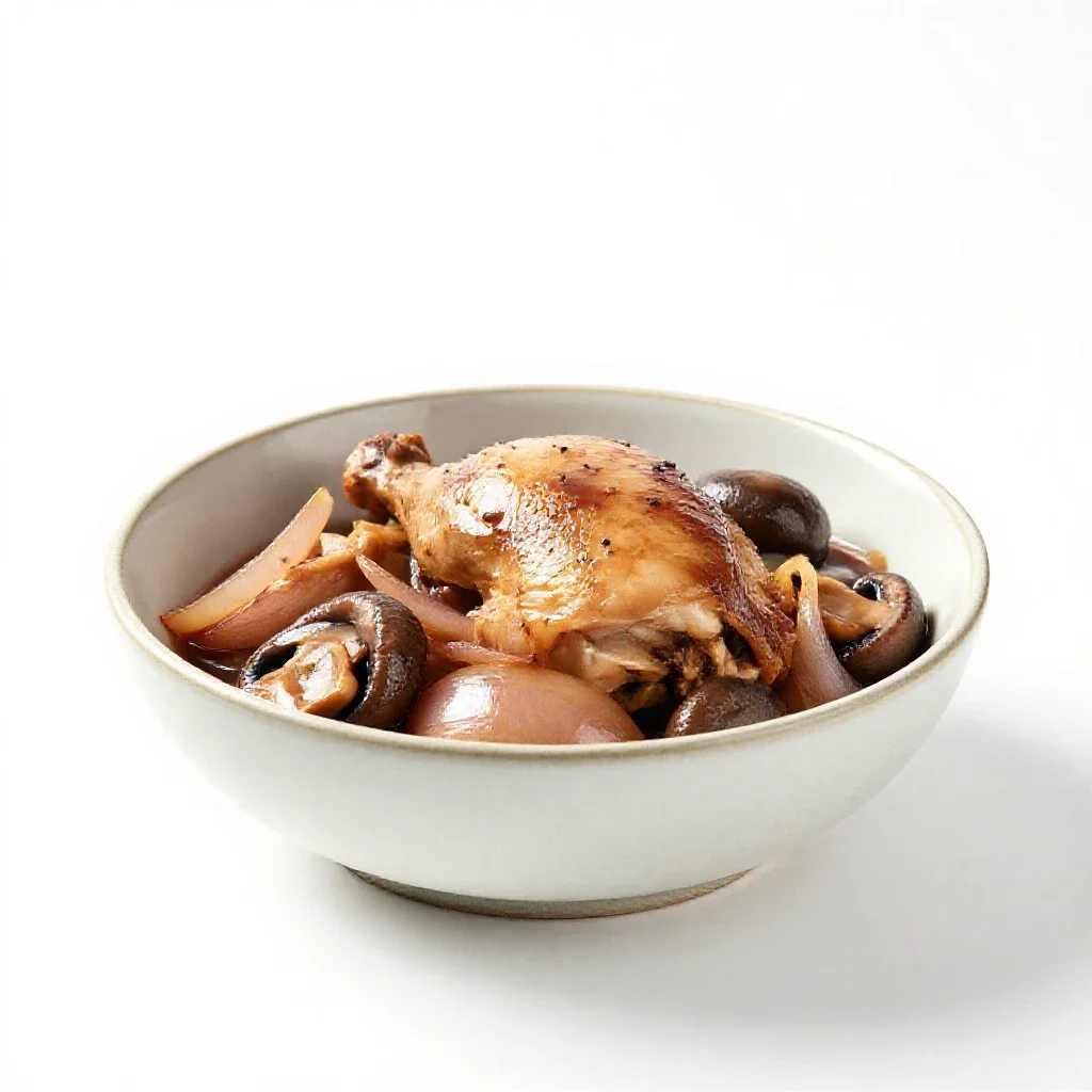 Coq au vin isolated on a white background
