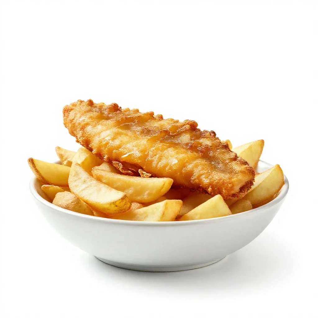 Fish and chips isolated on a white background