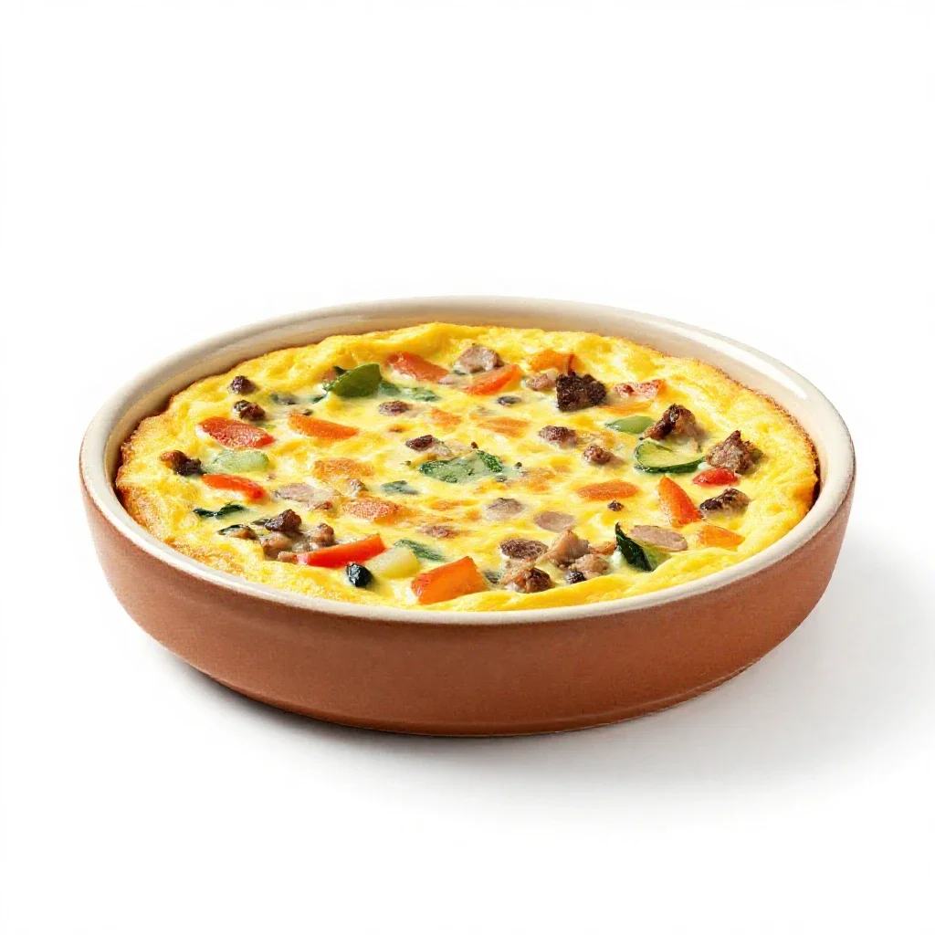 Frittata isolated on a white background