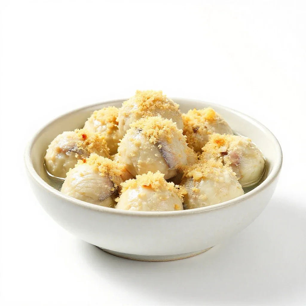 Gefilte fish isolated on a white background