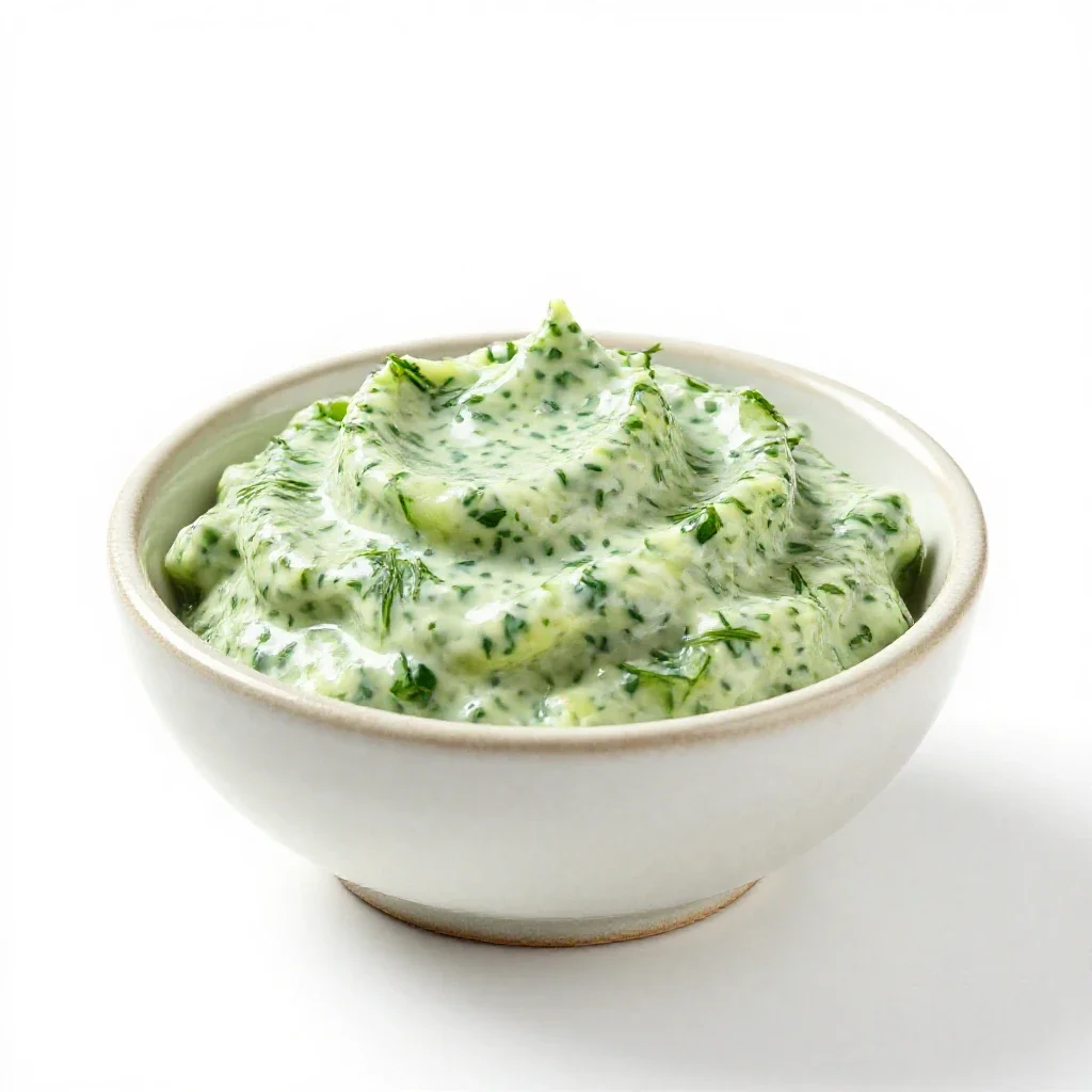 Green mayonnaise isolated on a white background