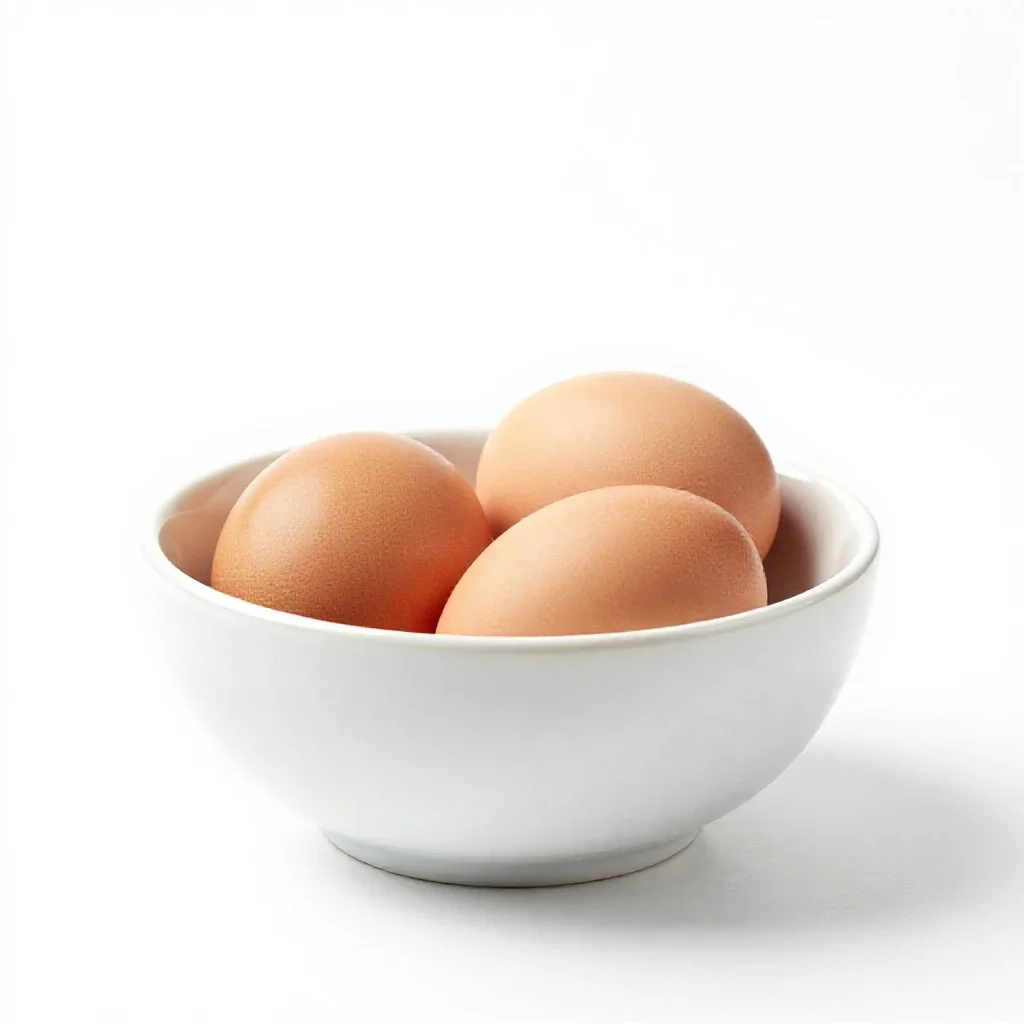 Ham and eggs isolated on a white background