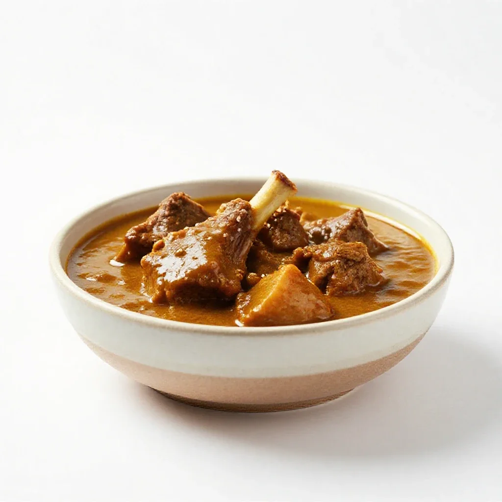 Lamb curry isolated on a white background