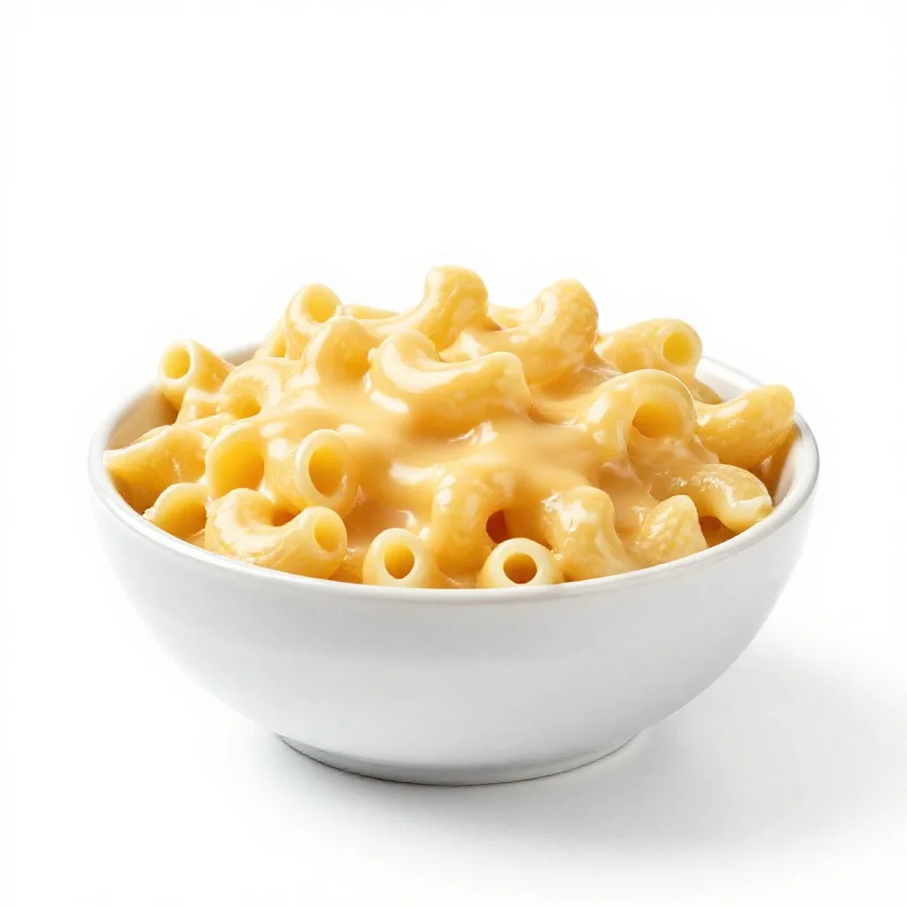 Macaroni and cheese isolated on a white background