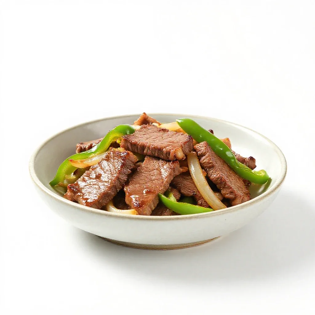 Pepper steak isolated on a white background